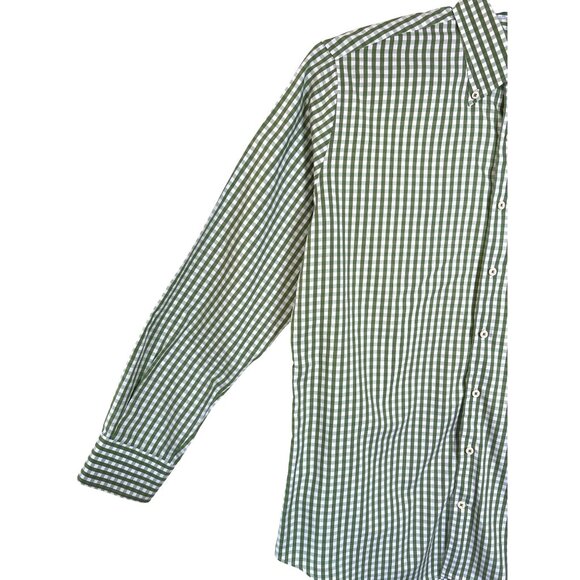Peter Millar Shirt Mens Large Cotton Green White Gingham Golf Button Down‎ NWOT - Picture 3 of 10